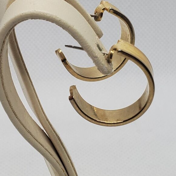 Vintage Yellow Hoop Earrings - Picture 3 of 4